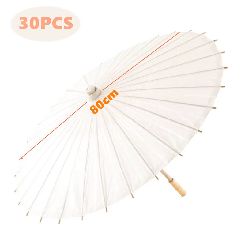 White Paper Umbrellas - 10 to 50 Pieces, 60/80 cm Chinese Parasol Photography Props for Summer Events, Weddings, and Baby Showers