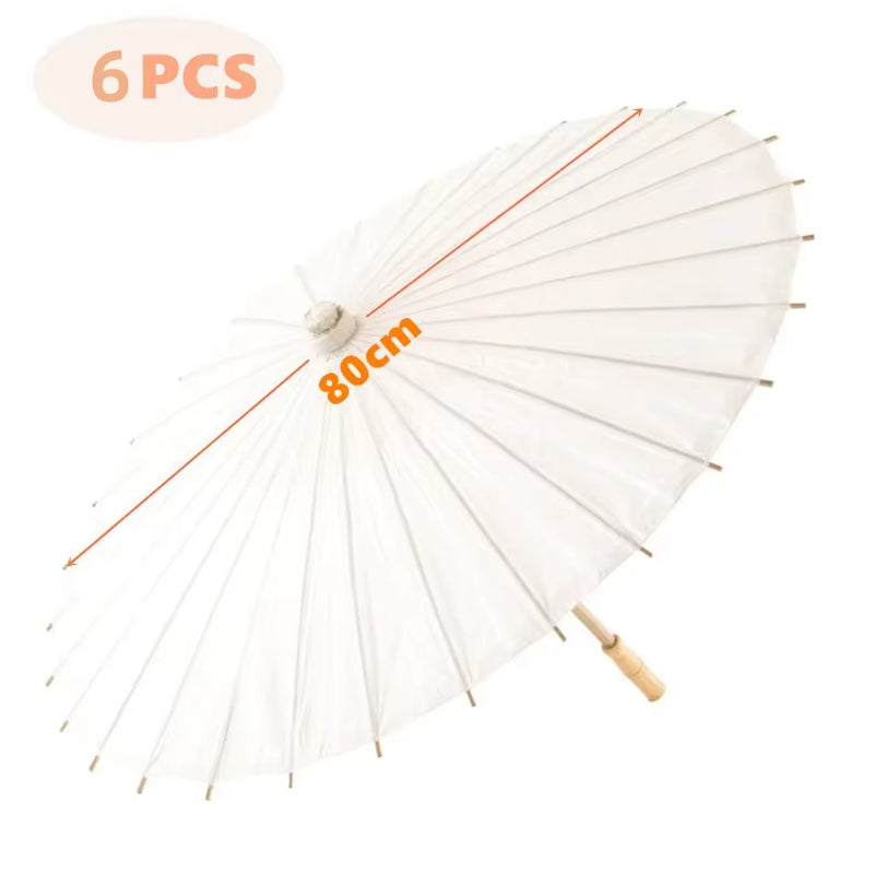 White Paper Umbrellas - 10 to 50 Pieces, 60/80 cm Chinese Parasol Photography Props for Summer Events, Weddings, and Baby Showers