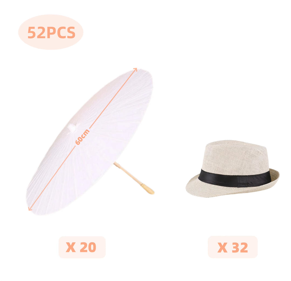 White Paper Umbrellas - 10 to 50 Pieces, 60/80 cm Chinese Parasol Photography Props for Summer Events, Weddings, and Baby Showers