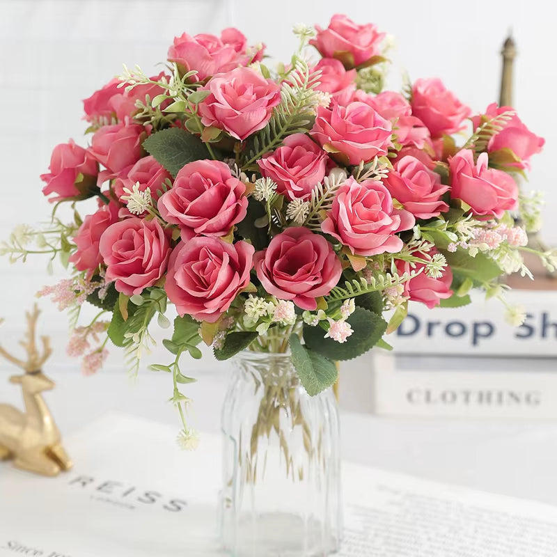 1/3Pcs Rose Artificial Flowers Bouquet Fake Flower for Home Room Decor Garden Wedding Marriage Decoration Bride Bouquet Ornament
