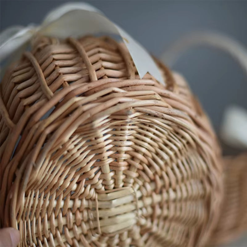 Handcrafted Woven Rattan Flower Basket for Home and Wedding Decor