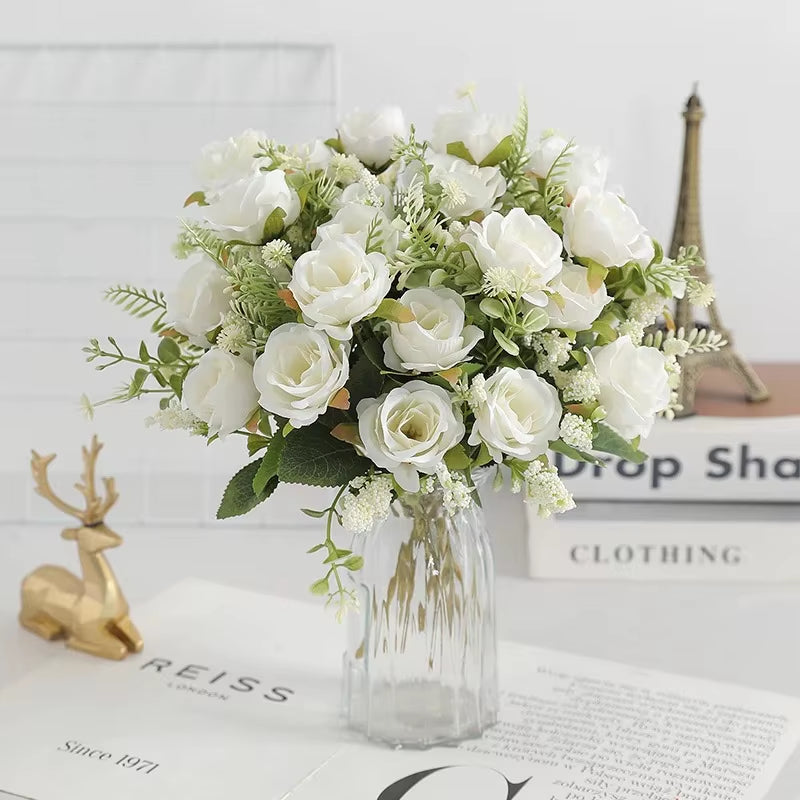 1/3Pcs Rose Artificial Flowers Bouquet Fake Flower for Home Room Decor Garden Wedding Marriage Decoration Bride Bouquet Ornament