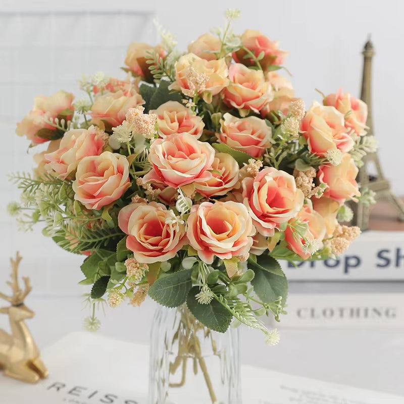 1/3Pcs Rose Artificial Flowers Bouquet Fake Flower for Home Room Decor Garden Wedding Marriage Decoration Bride Bouquet Ornament