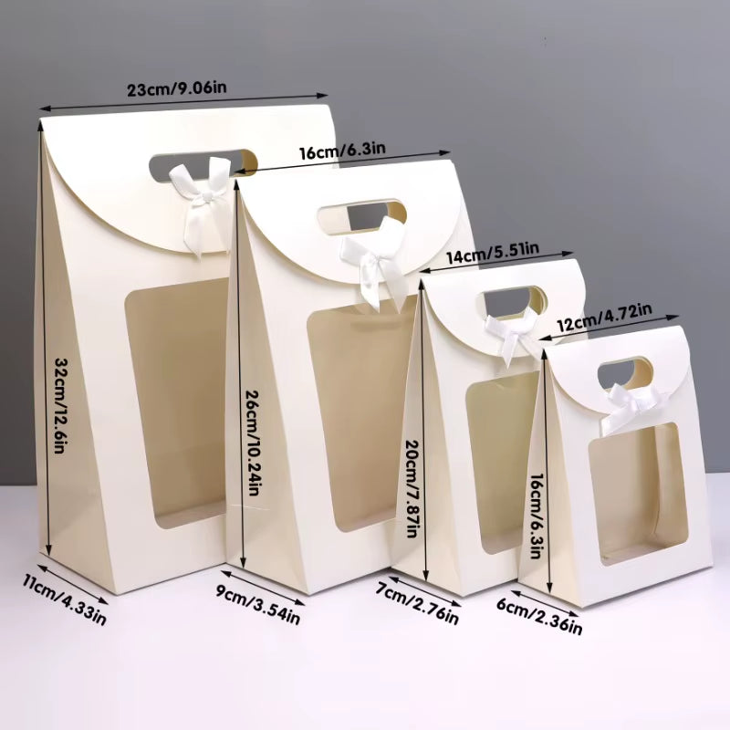 Sacchetti Regalo Con Finestra Trasparente Da 10/20 Pezzi per Matrimonio, Compleanno, Festa a Casa, Scatola Di Imballaggio Bianca Nera, Borsa Da Asporto per Cottura