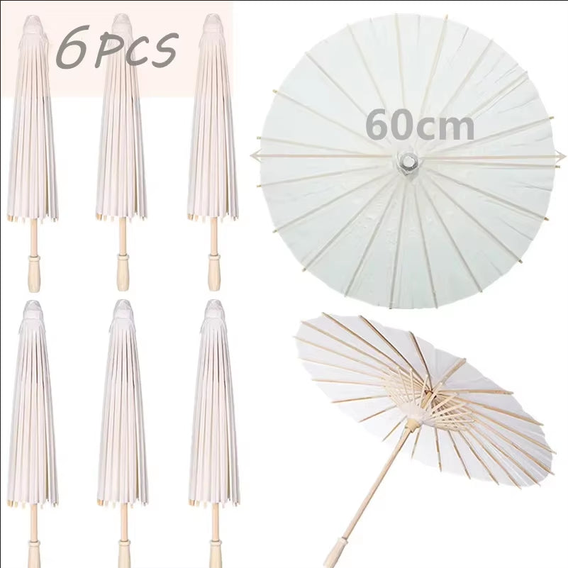 White Paper Umbrellas - 10 to 50 Pieces, 60/80 cm Chinese Parasol Photography Props for Summer Events, Weddings, and Baby Showers