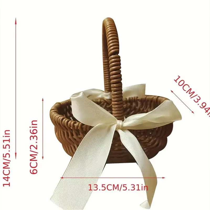 Cesto Di Fiori Intrecciato a Mano Da 1 Pezzo, Cesto Intrecciato a Mano Con Fiori Artificiali Secchi Con Decorazione Floreale, Cesto Di Frutta Fatto a Mano