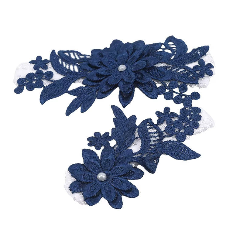 Elegant Lace 2-Piece Wedding Garter Set with Floral Embroidery for Brides