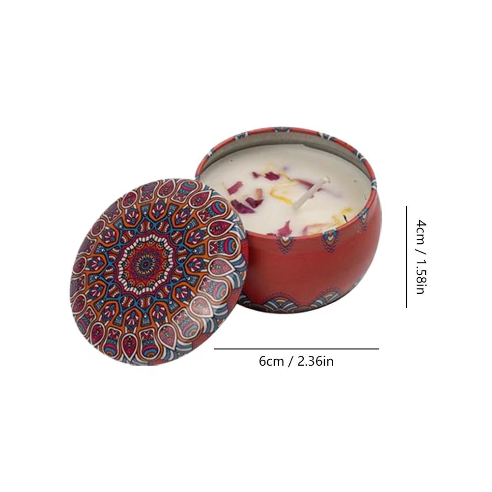 Natural Plant Wax Scented Candle with Essential Oils - Floral Aroma in Retro Decorative Tin for Home, Office, Bathroom, and Camping Gift