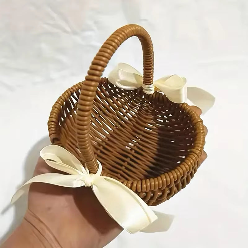 Cesto Di Fiori Intrecciato a Mano Da 1 Pezzo, Cesto Intrecciato a Mano Con Fiori Artificiali Secchi Con Decorazione Floreale, Cesto Di Frutta Fatto a Mano