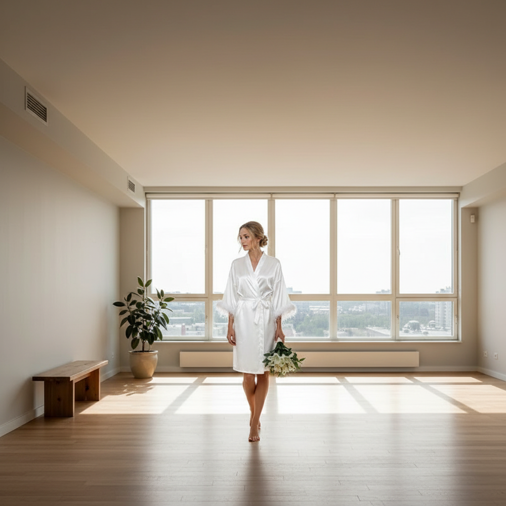 Elegante vestaglia da sposa in raso