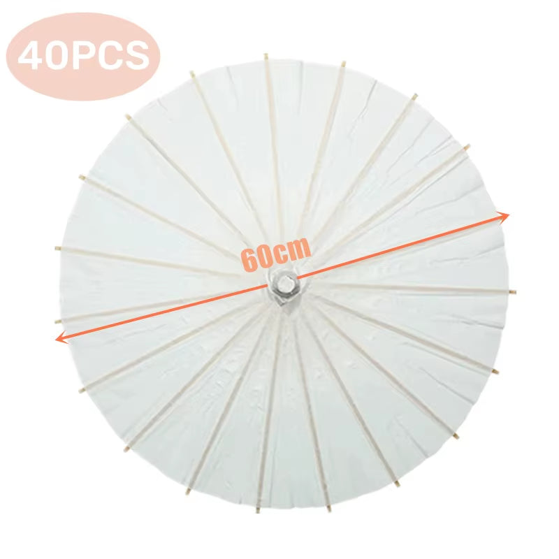 White Paper Umbrellas - 10 to 50 Pieces, 60/80 cm Chinese Parasol Photography Props for Summer Events, Weddings, and Baby Showers