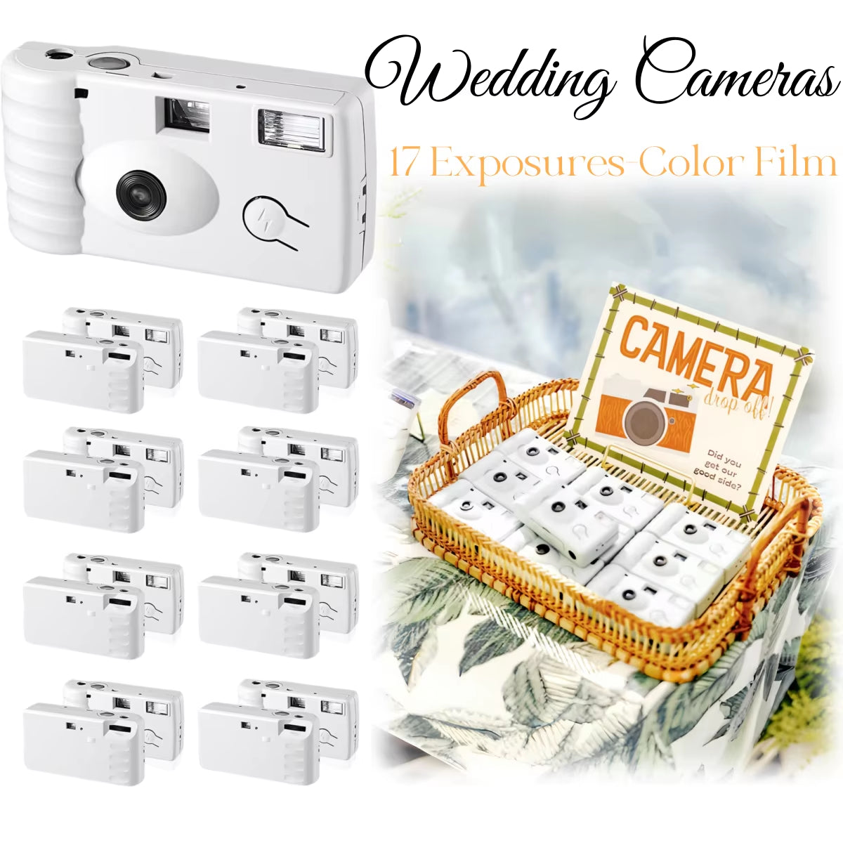 12-Pack Disposable Wedding Film Cameras with Flash - Single Use Cameras for Weddings, Birthdays, and Baby Showers (17 Photos Each)