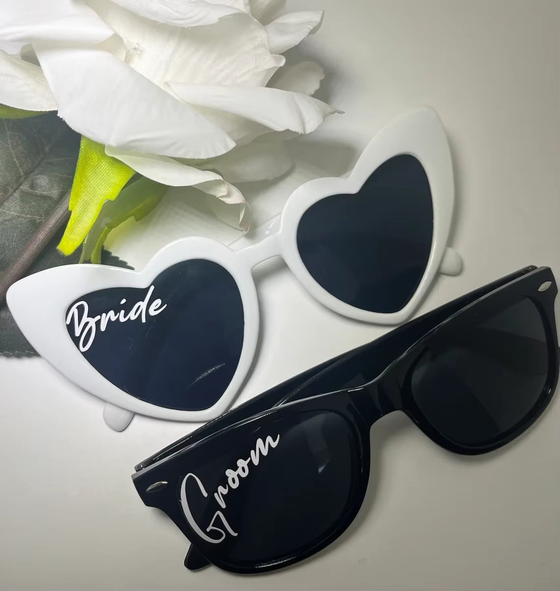 Heart-Shaped Sunglasses for Bride and Groom - Elegant Wedding Decorations and Bachelorette Party Supplies
