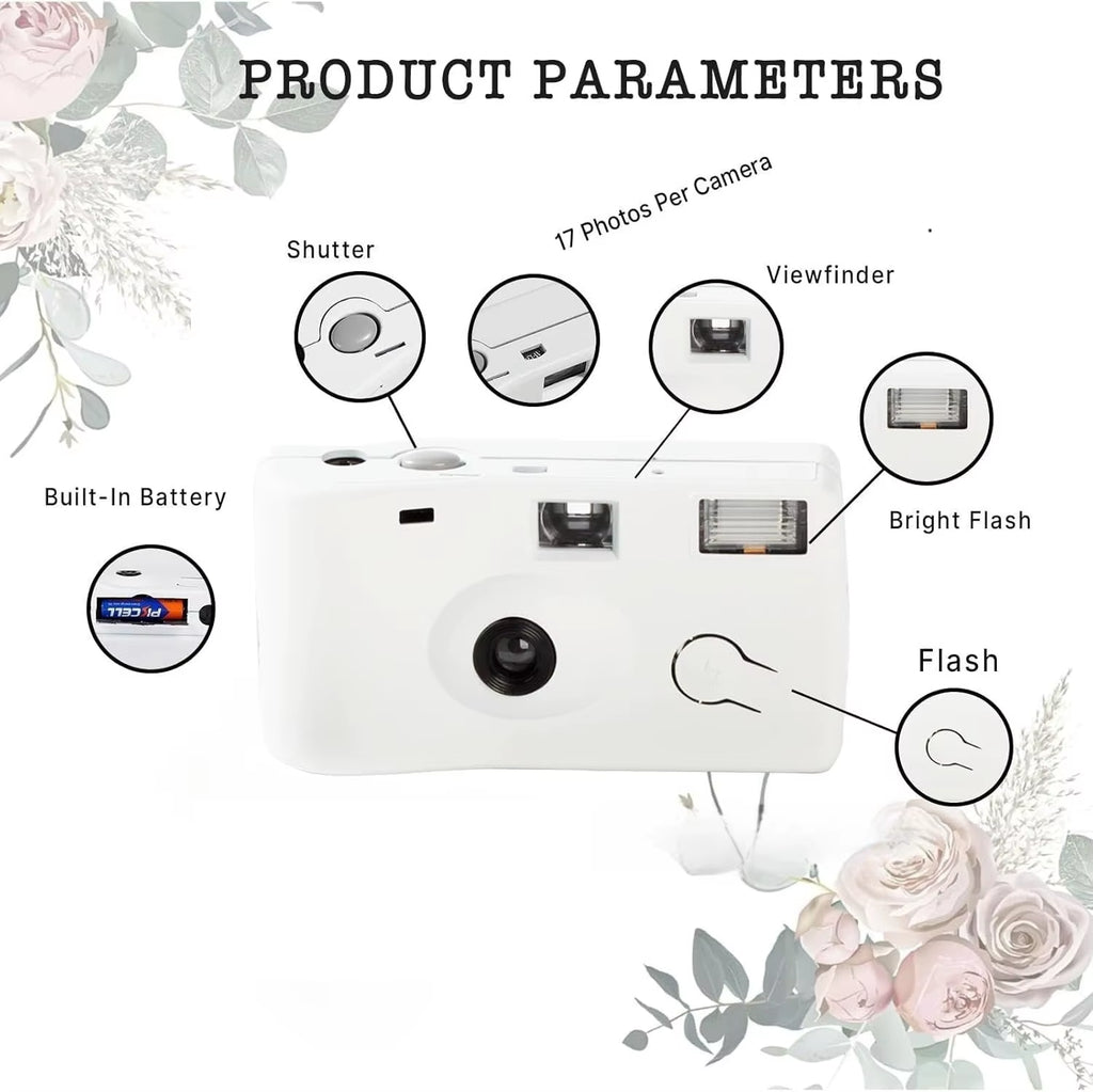12-Pack Disposable Wedding Film Cameras with Flash - Single Use Cameras for Weddings, Birthdays, and Baby Showers (17 Photos Each)