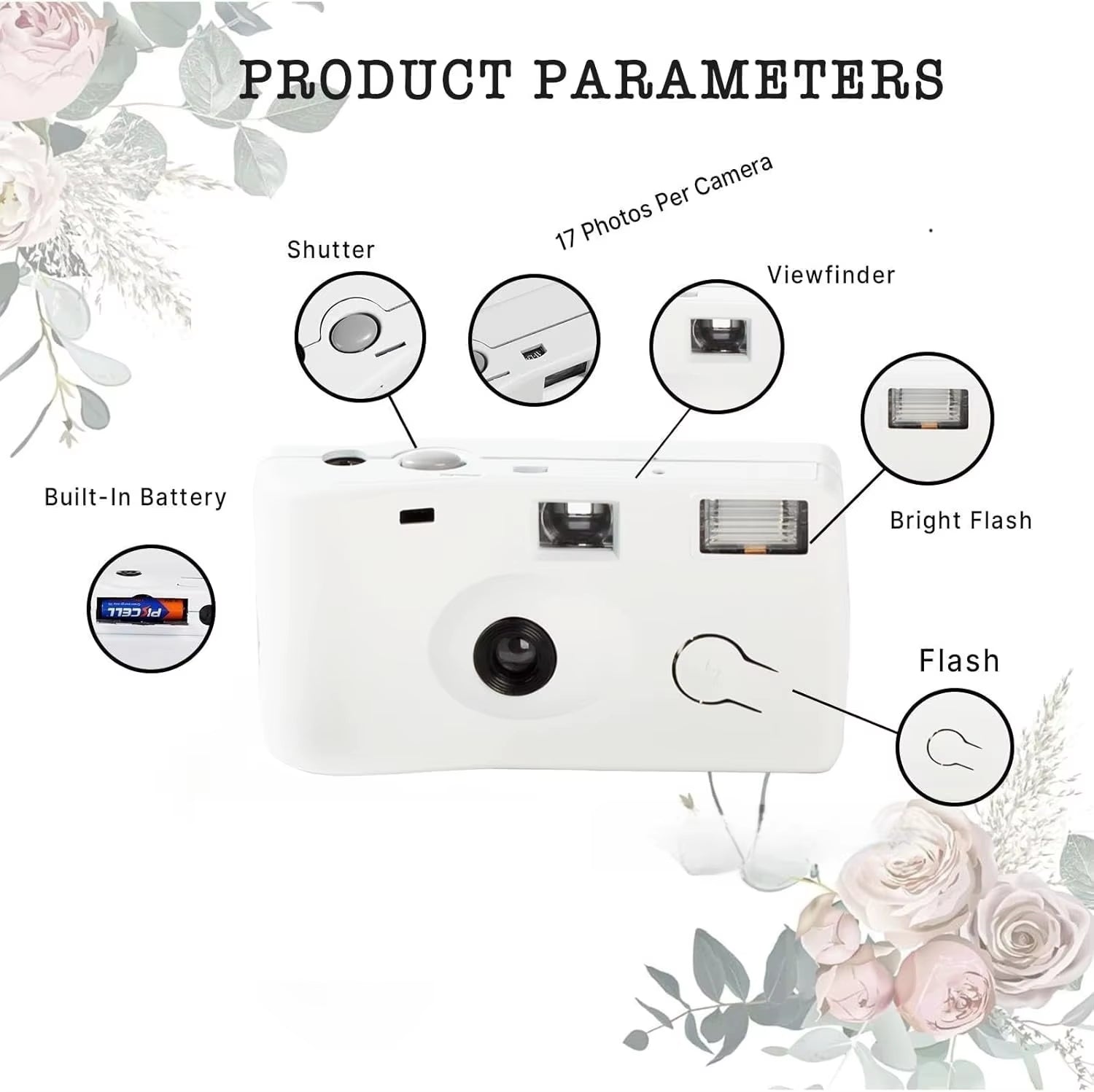 12-Pack Disposable Wedding Film Cameras with Flash - Single Use Cameras for Weddings, Birthdays, and Baby Showers (17 Photos Each)