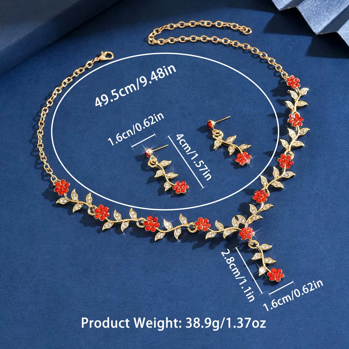 3-Piece Women's Fashion Floral Necklace and Earring Jewelry Set Ideal for Weddings, Parties, and Festival Gifts