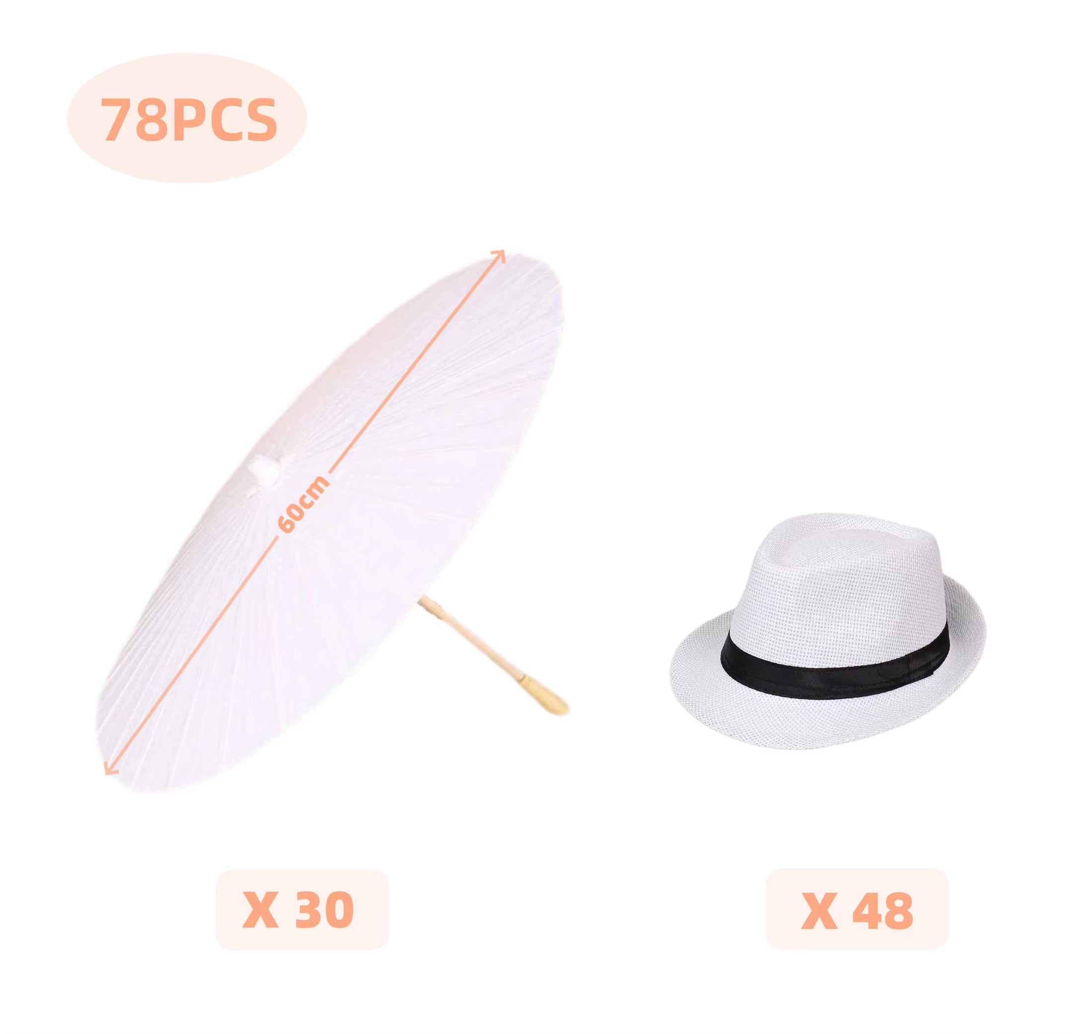 White Paper Umbrellas - 10 to 50 Pieces, 60/80 cm Chinese Parasol Photography Props for Summer Events, Weddings, and Baby Showers