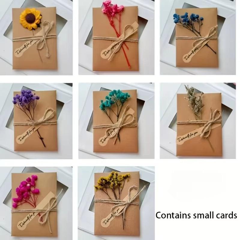 Handcrafted Kraft Paper Greeting Cards with Floral Designs for Birthdays and Christmas - Thank You and Blessing Cards with an Angel Theme