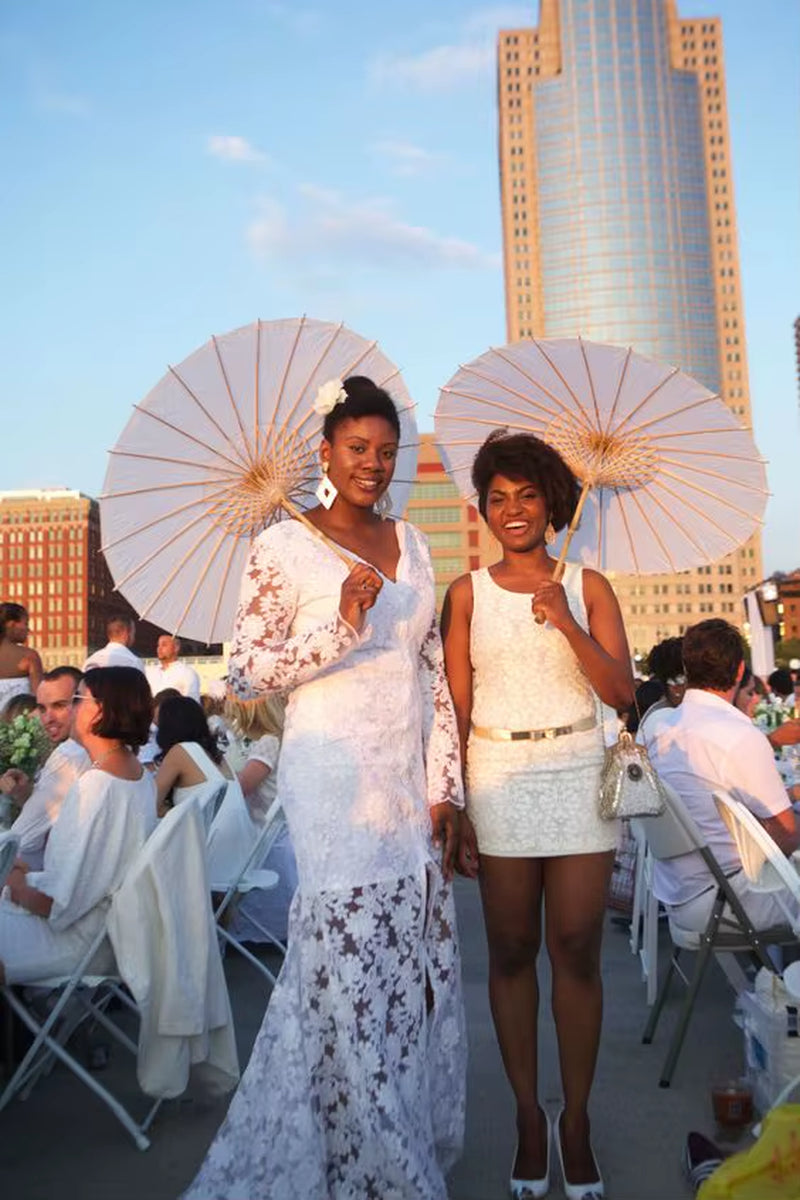 White Paper Umbrellas - 10 to 50 Pieces, 60/80 cm Chinese Parasol Photography Props for Summer Events, Weddings, and Baby Showers