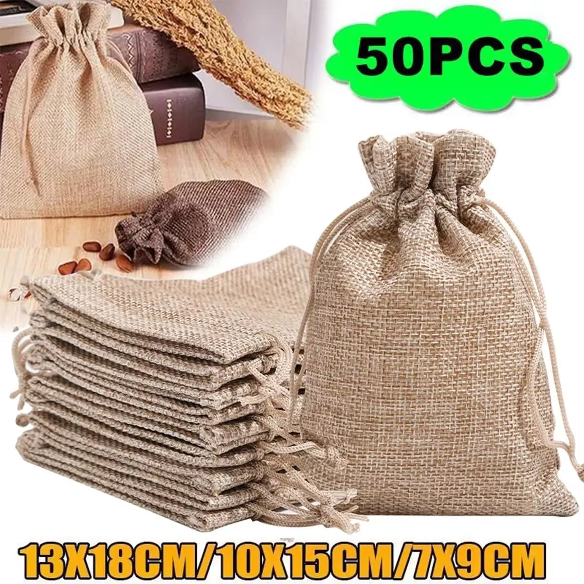 Cotton and Hemp Pocket Gift Bag Bundle (15-50 Pieces) for Children's Day and Wedding Candy Packaging