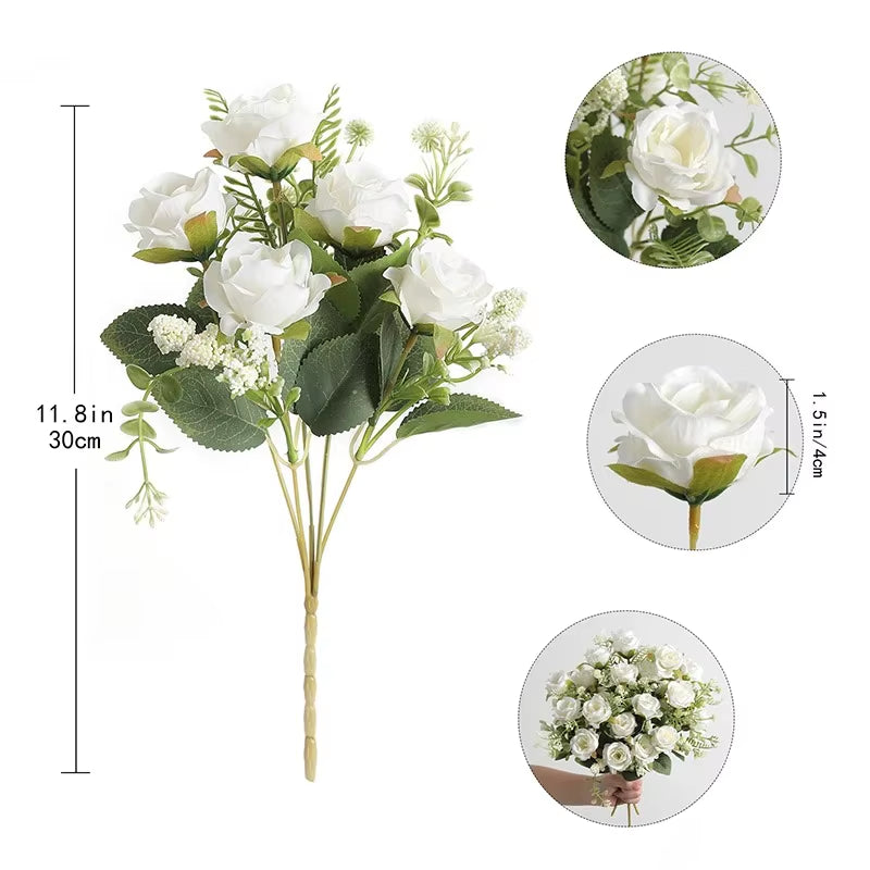 1/3Pcs Rose Artificial Flowers Bouquet Fake Flower for Home Room Decor Garden Wedding Marriage Decoration Bride Bouquet Ornament