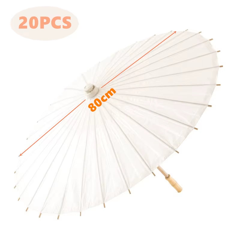 White Paper Umbrellas - 10 to 50 Pieces, 60/80 cm Chinese Parasol Photography Props for Summer Events, Weddings, and Baby Showers
