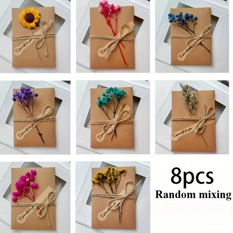 Handcrafted Kraft Paper Greeting Cards with Floral Designs for Birthdays and Christmas - Thank You and Blessing Cards with an Angel Theme