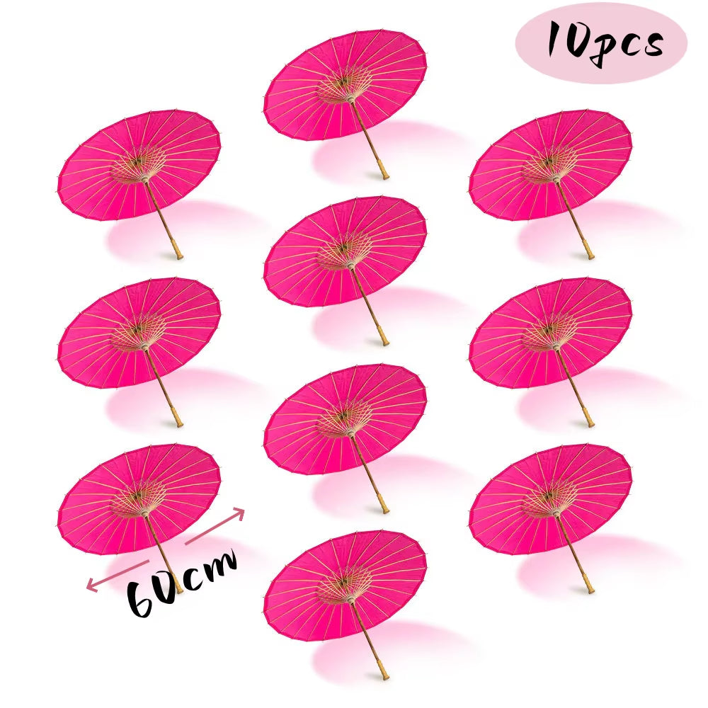 White Paper Umbrellas - 10 to 50 Pieces, 60/80 cm Chinese Parasol Photography Props for Summer Events, Weddings, and Baby Showers