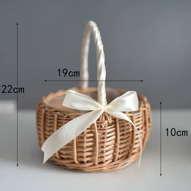 Handcrafted Woven Rattan Flower Basket for Home and Wedding Decor