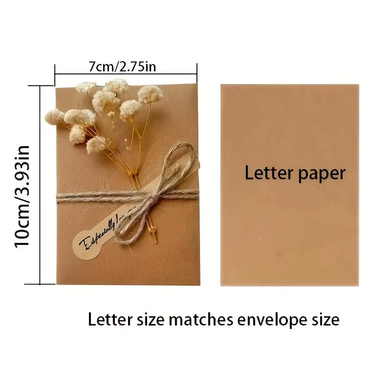 Handcrafted Kraft Paper Greeting Cards with Floral Designs for Birthdays and Christmas - Thank You and Blessing Cards with an Angel Theme