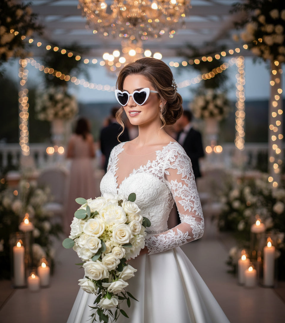 Heart-Shaped Sunglasses for Bride and Groom - Elegant Wedding Decorations and Bachelorette Party Supplies