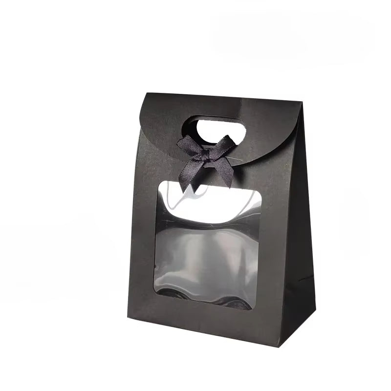 Sacchetti Regalo Con Finestra Trasparente Da 10/20 Pezzi per Matrimonio, Compleanno, Festa a Casa, Scatola Di Imballaggio Bianca Nera, Borsa Da Asporto per Cottura