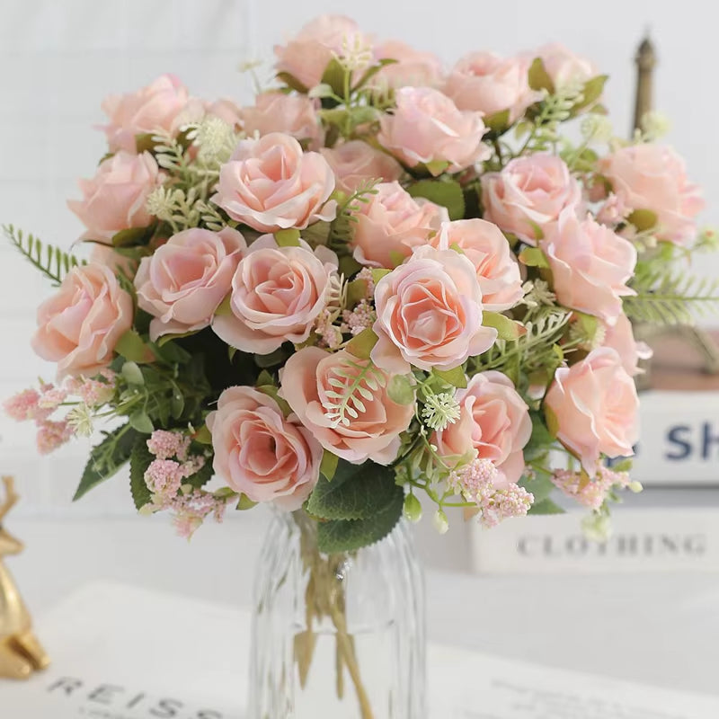 1/3Pcs Rose Artificial Flowers Bouquet Fake Flower for Home Room Decor Garden Wedding Marriage Decoration Bride Bouquet Ornament