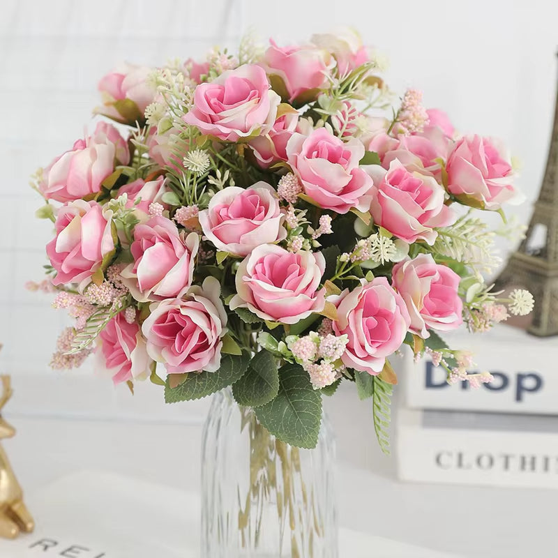 1/3Pcs Rose Artificial Flowers Bouquet Fake Flower for Home Room Decor Garden Wedding Marriage Decoration Bride Bouquet Ornament