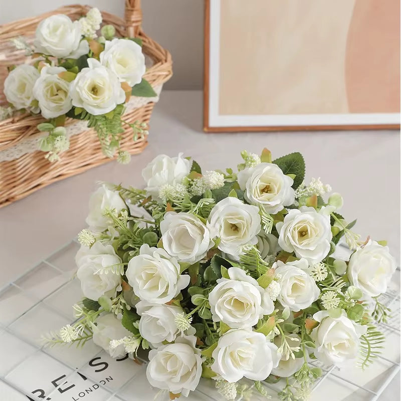 1/3Pcs Rose Artificial Flowers Bouquet Fake Flower for Home Room Decor Garden Wedding Marriage Decoration Bride Bouquet Ornament