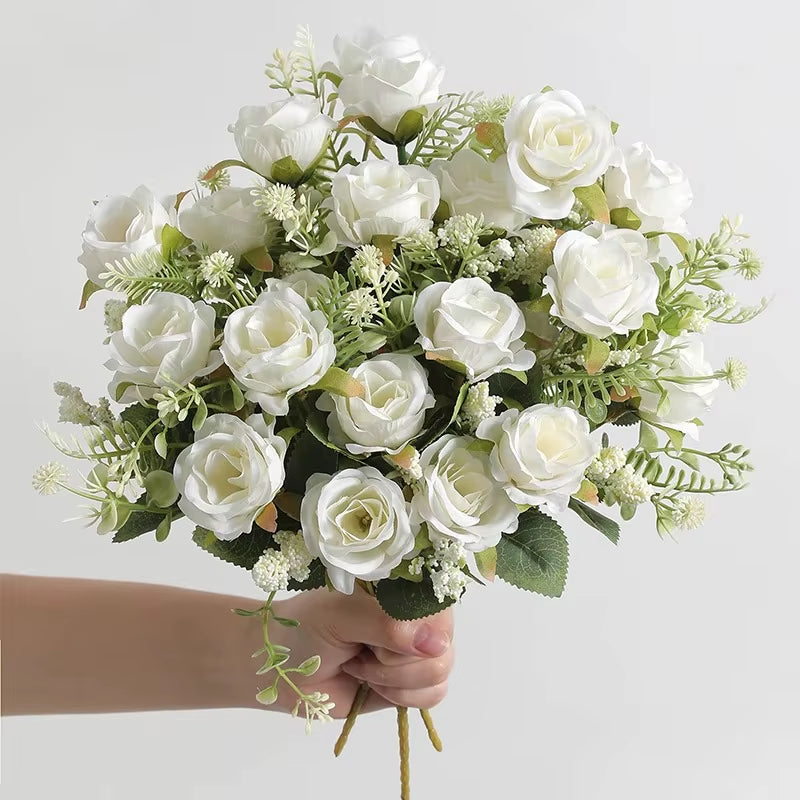 1/3Pcs Rose Artificial Flowers Bouquet Fake Flower for Home Room Decor Garden Wedding Marriage Decoration Bride Bouquet Ornament