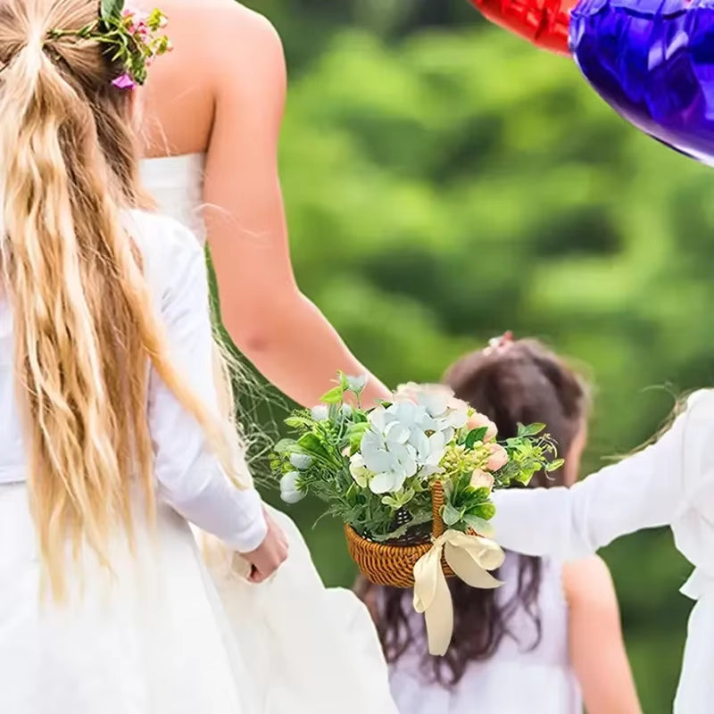 Cesto Di Fiori Intrecciato a Mano Da 1 Pezzo, Cesto Intrecciato a Mano Con Fiori Artificiali Secchi Con Decorazione Floreale, Cesto Di Frutta Fatto a Mano