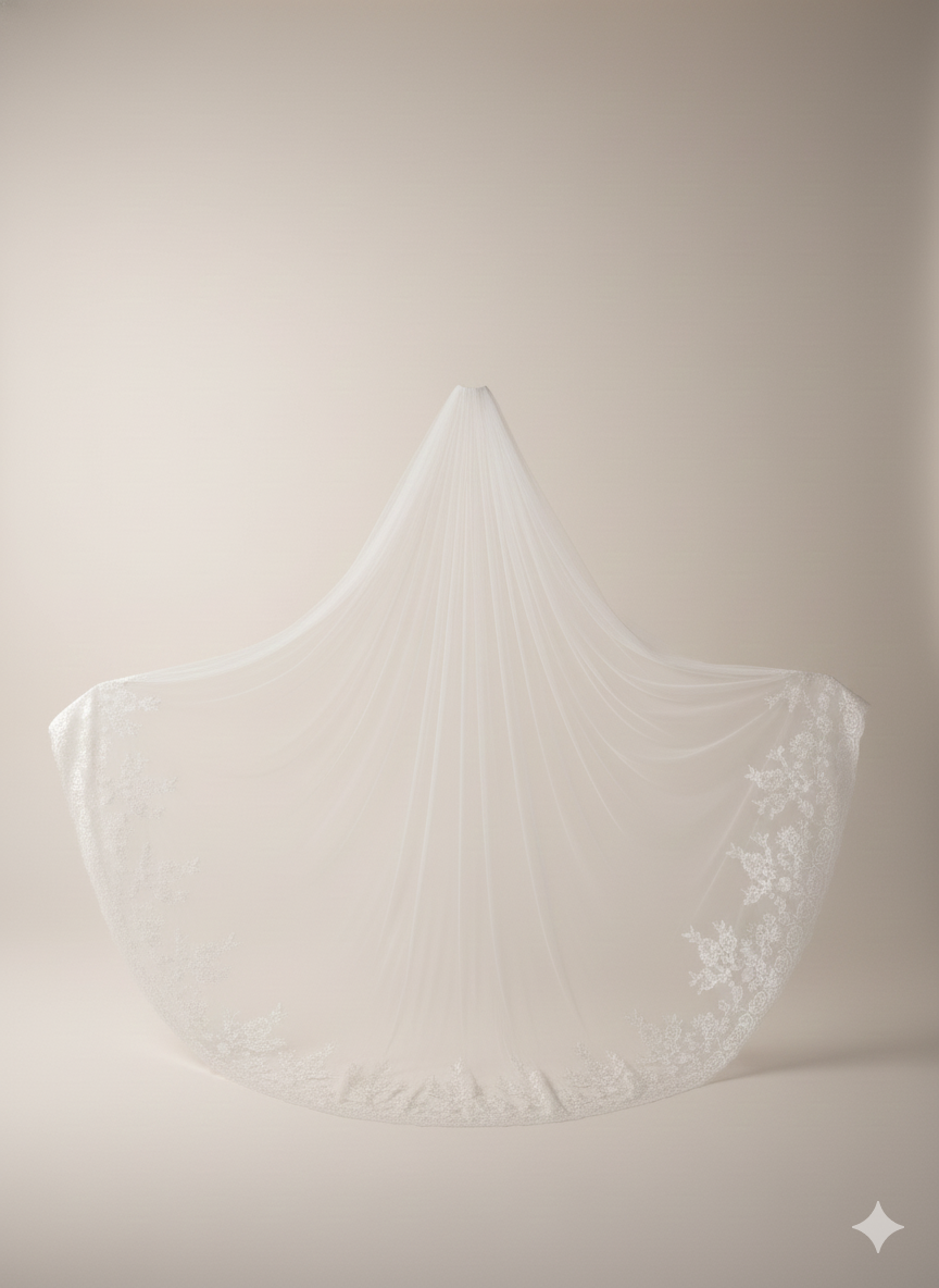 Velo da sposa con bordo in pizzo a pettine