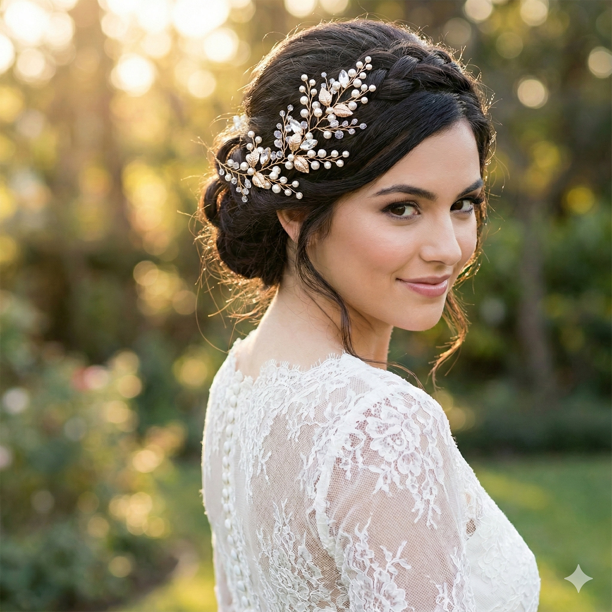 Ornamento per accessori per capelli da sposa in oro