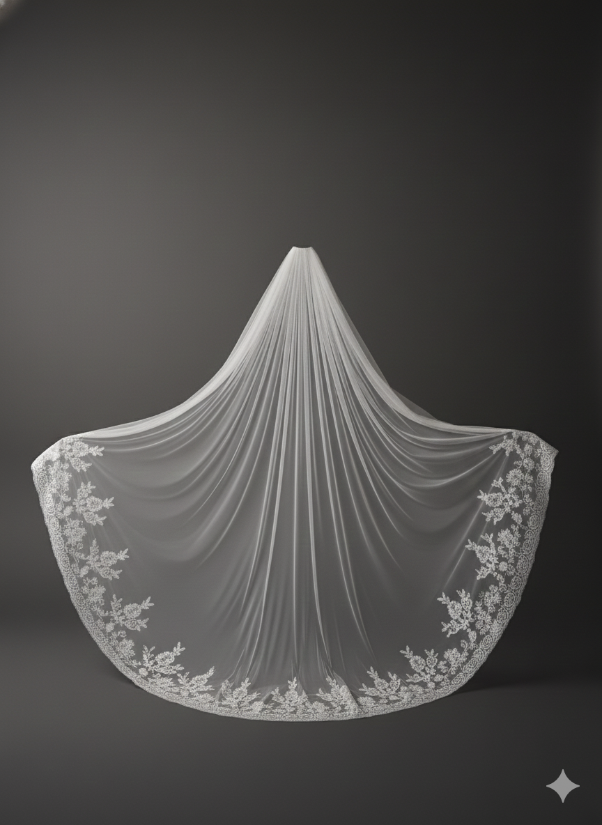 Velo da sposa con bordo in pizzo a pettine